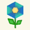 青いアートな花