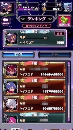 ディスガイア_ランキング画面