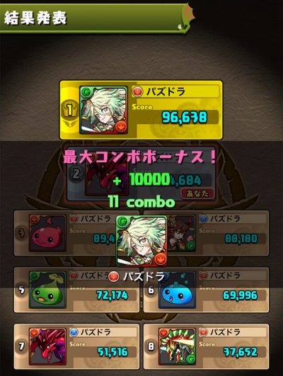 パズドラ_8人対戦_リザルト