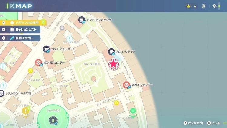 ポケモンZA_カラフルなネジ_フィールド入手_カフェ・リテイク南のアスレチック_マップ