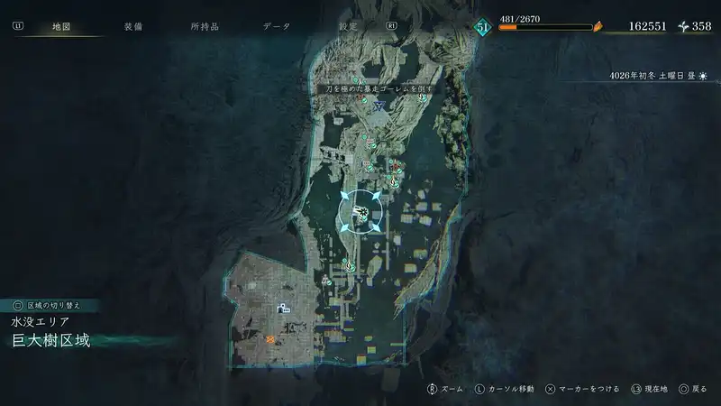 BoR_巨大樹区域_伝承ゴーレム_伝承ゴーレム_マップ
