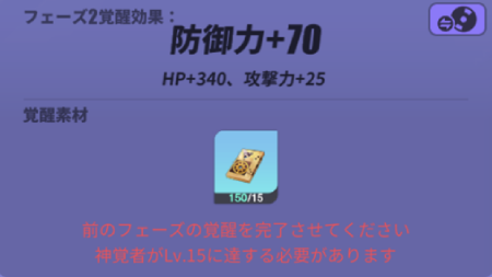 レベルが一定以上でないと覚醒できない