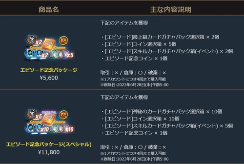 リネージュM、エピソード記念パッケージ