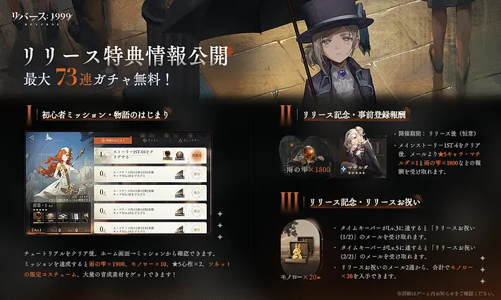 リバース1999、日本でのリリースはいつ？、リリース特典情報1