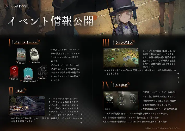 リバース1999、の本でのリリースはいつ？、イベント情報1