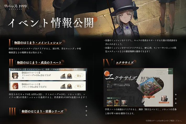 リバース1999、の本でのリリースはいつ？、イベント情報2