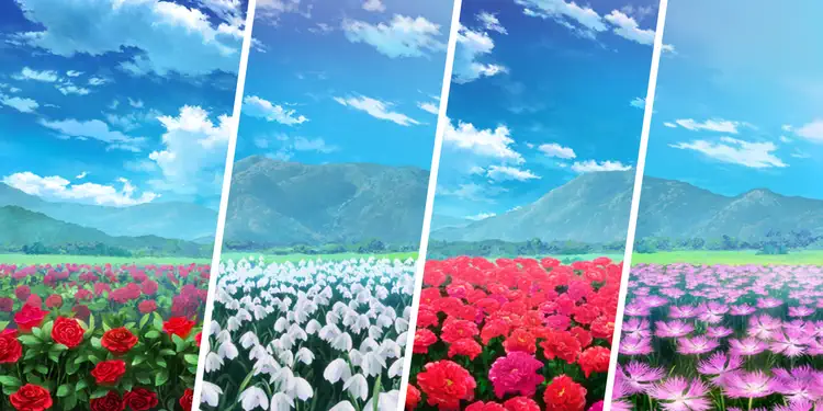 薔薇・スノードロップ・牡丹・ナデシコ