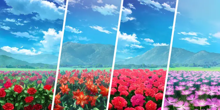 薔薇・アマリリス・牡丹・ナデシコ