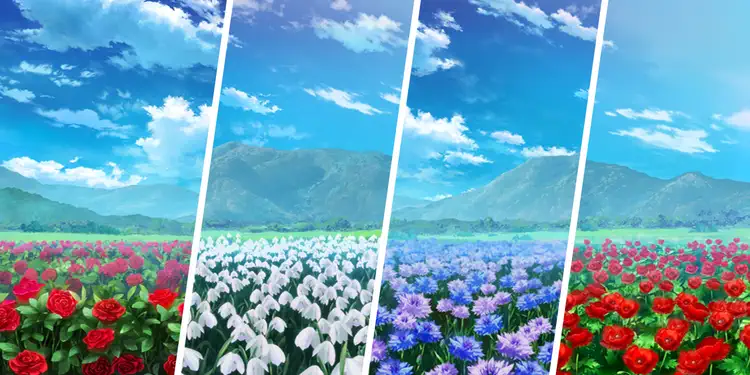 薔薇・スノードロップ・ヤグルマギク・雛芥子