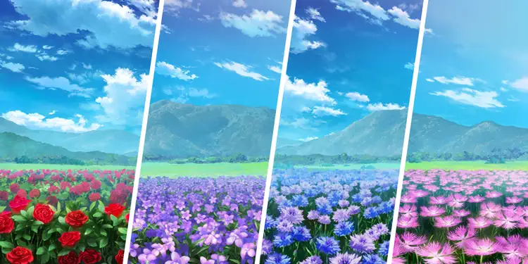 薔薇・スミレ・ヤグルマギク・ナデシコ