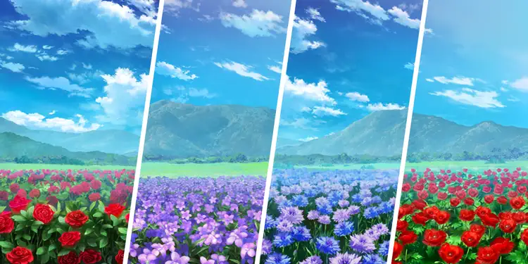 薔薇・スミレ・ヤグルマギク・雛芥子