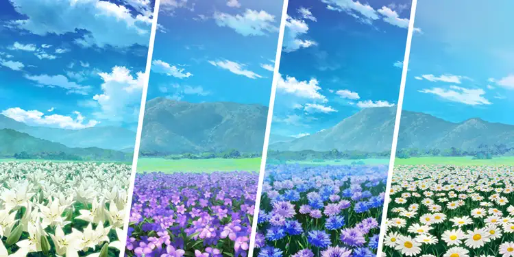 百合・スミレ・ヤグルマギク・ヒナギク