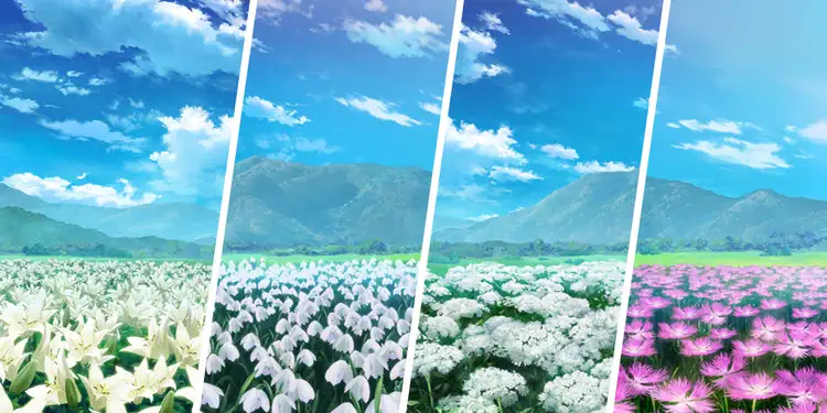 百合・スノードロップ・ドクゼリモドキ・ナデシコ