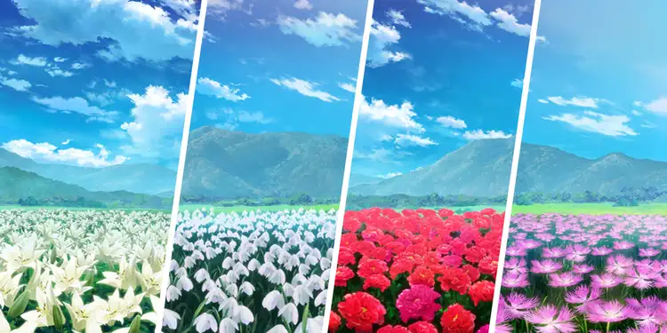 百合・スノードロップ・牡丹・ナデシコ