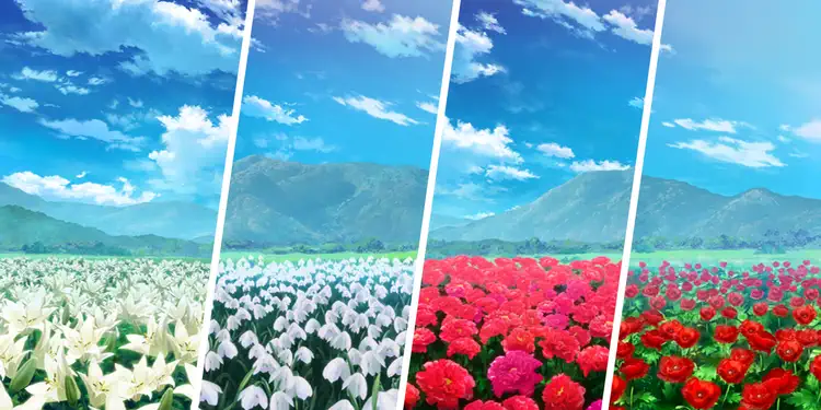 百合・スノードロップ・牡丹・雛芥子