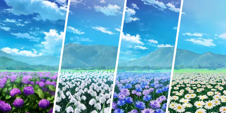 紫陽花・スノードロップ・ヤグルマギク・ヒナギク