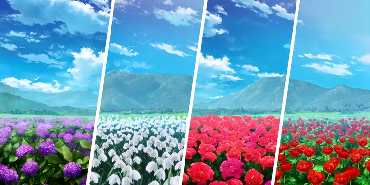 紫陽花・スノードロップ・牡丹・雛芥子