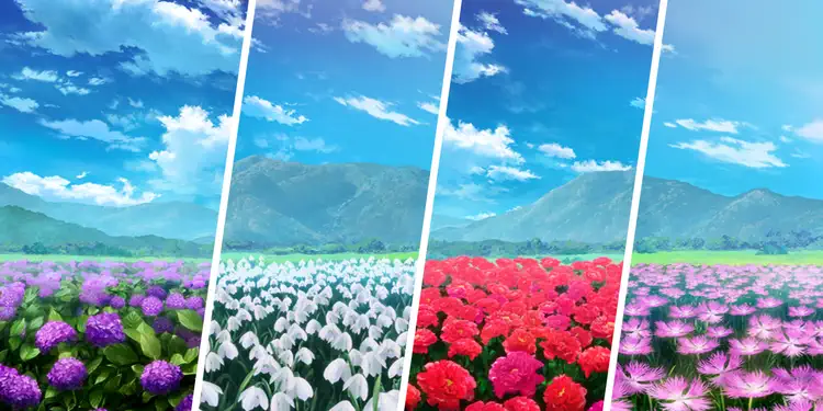 紫陽花・スノードロップ・牡丹・ナデシコ