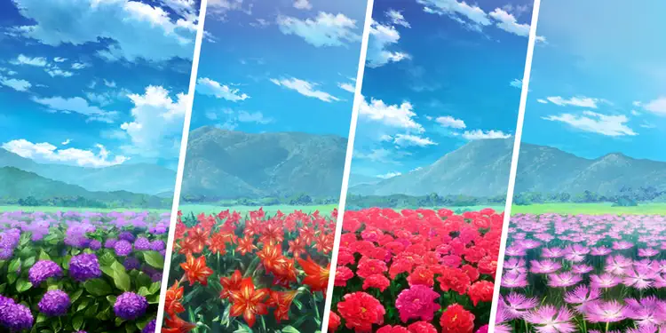 紫陽花・アマリリス・牡丹・ナデシコ