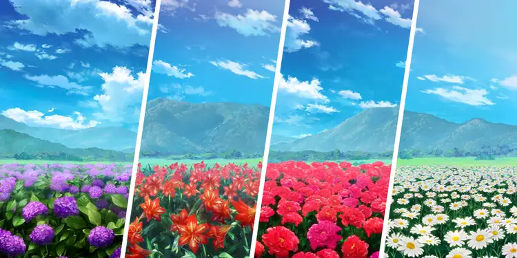 紫陽花・アマリリス・牡丹・ヒナギク