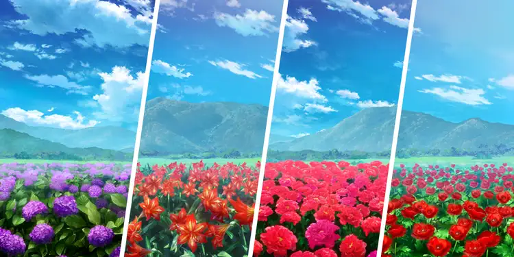 紫陽花・アマリリス・牡丹・雛芥子