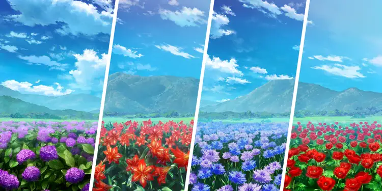 紫陽花・アマリリス・ヤグルマギク・雛芥子