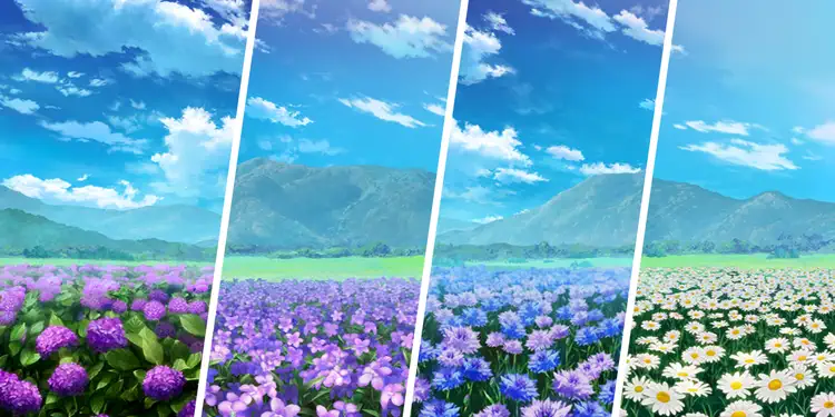 紫陽花・スミレ・ヤグルマギク・ヒナギク