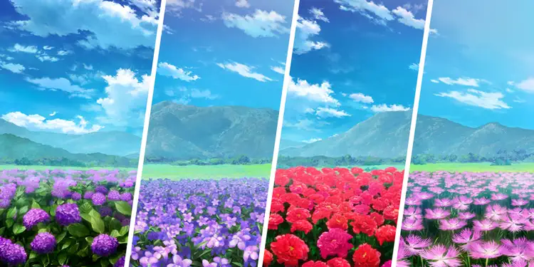 紫陽花・スミレ・牡丹・ナデシコ