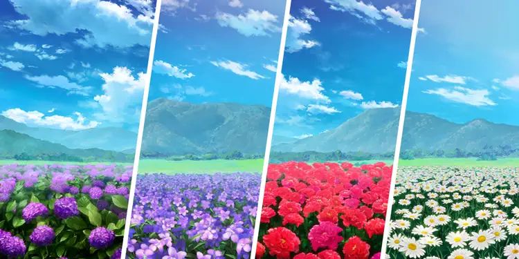 紫陽花・スミレ・牡丹・ヒナギク