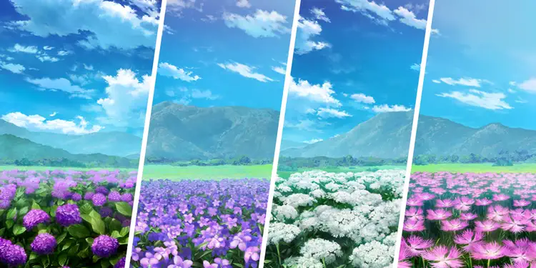 紫陽花・スミレ・ドクゼリモドキ・ナデシコ