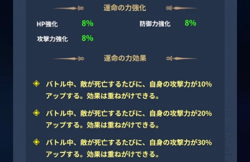 キャラのステータスやスキル効果を強化できる育成要素_星矢ジャスティス