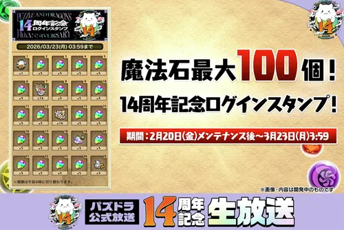 14周年ログインスタンプ_パズドラ14周年