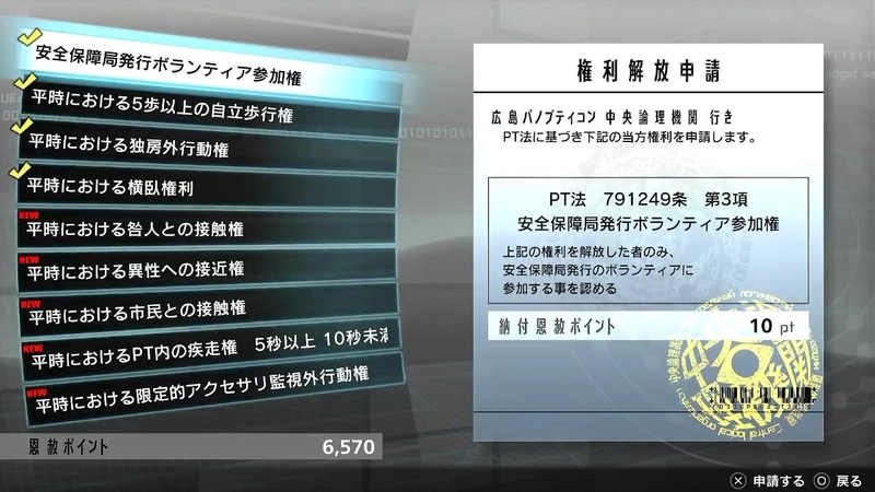 フリーダムウォーズ_日常行動関連の権利
