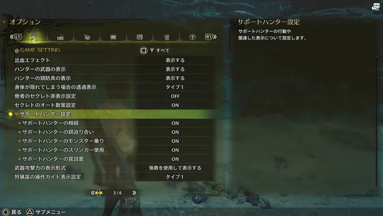 ワイルズ_サポートハンター_設定