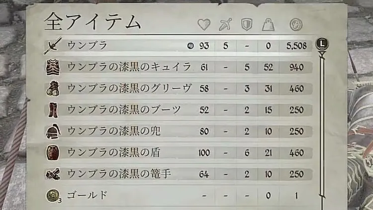 オブリビオン_ウンブラ_所持品2