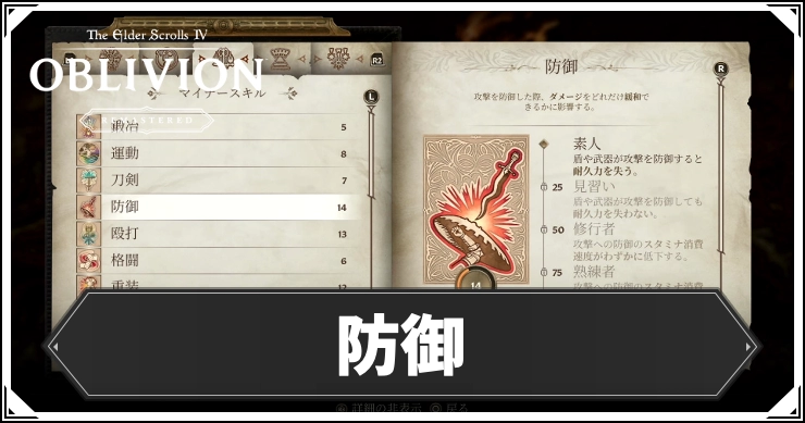 【オブリビオン】防御の効果とレベルの上げ方【Oblivion Remastered】