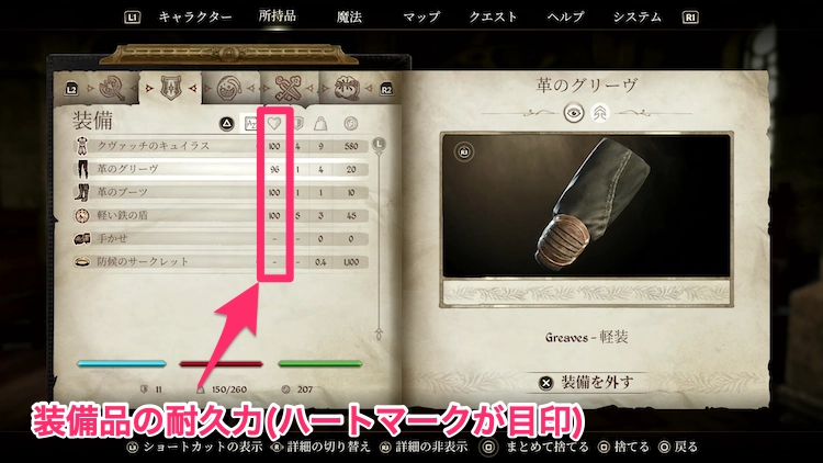 オブリビオン リマスター_装備_耐久力