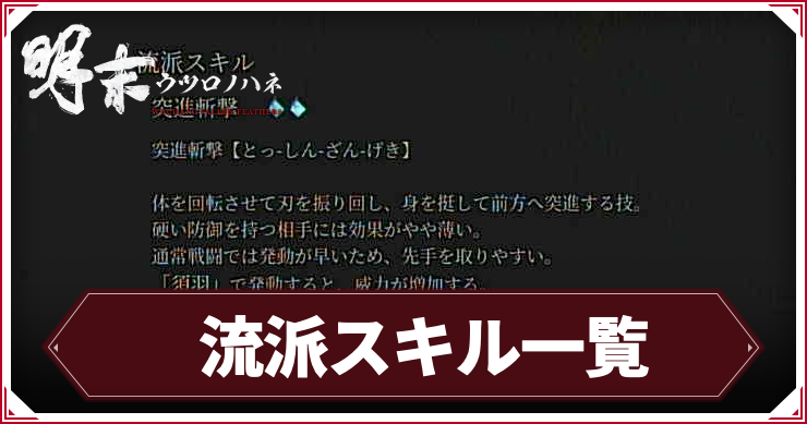 流派スキル一覧