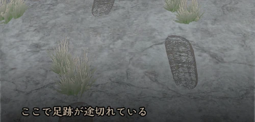 突き当たりの壁の床下にある足跡を調べる2_砂影の計略_ダフネ