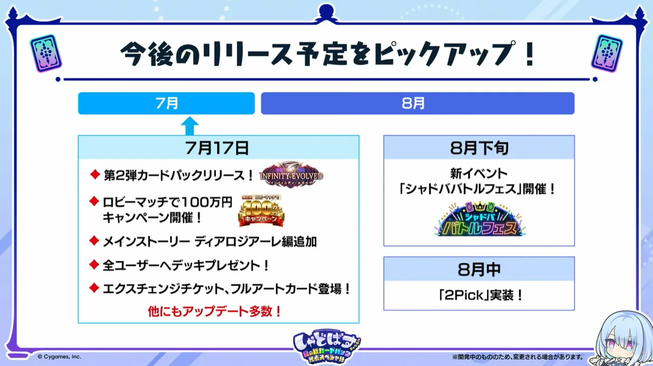 リリース予定スケジュール