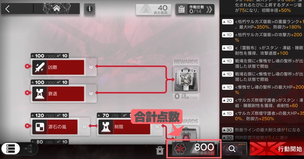 アークナイツ_任意の縛りを付けてステージに挑戦