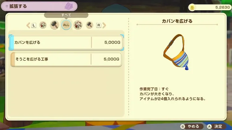 牧場物語_かばん倉庫拡張1