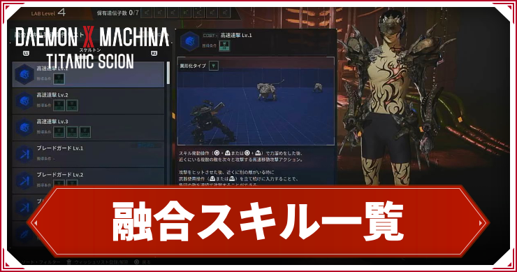 【デモンエクスマキナTS】融合スキルの因子組み合わせ一覧【デモエク タイタニックサイオン】