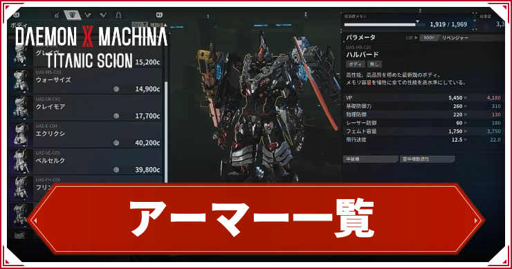 【デモンエクスマキナTS】アーマー一覧【デモエク タイタニックサイオン】