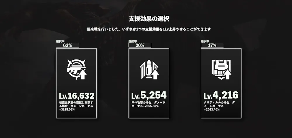 終了時に支援効果を選び強化する