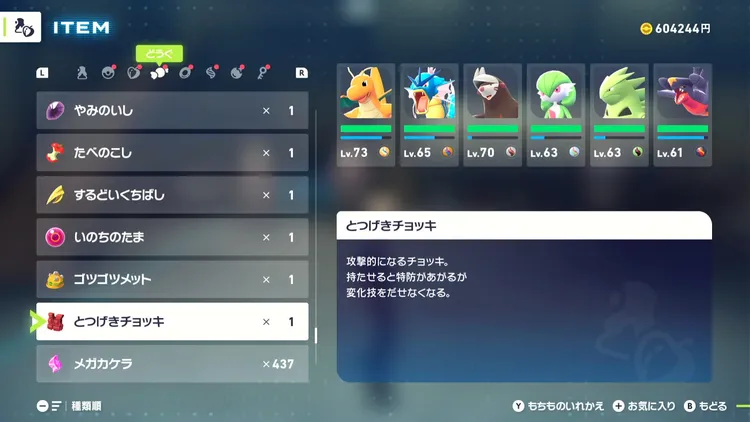 ポケモンZA_持ち物_とつげきチョッキ