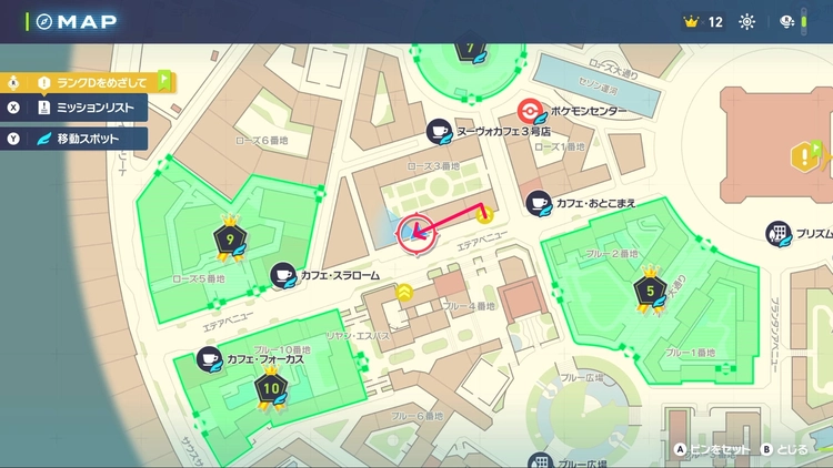 ポケモンZA_つきのいし_フィールド入手_ローズ3番地_マップ