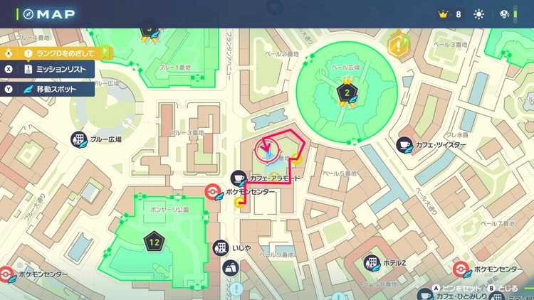 ポケモンZA_めざめいし_フィールド入手_ベール4番地_マップ