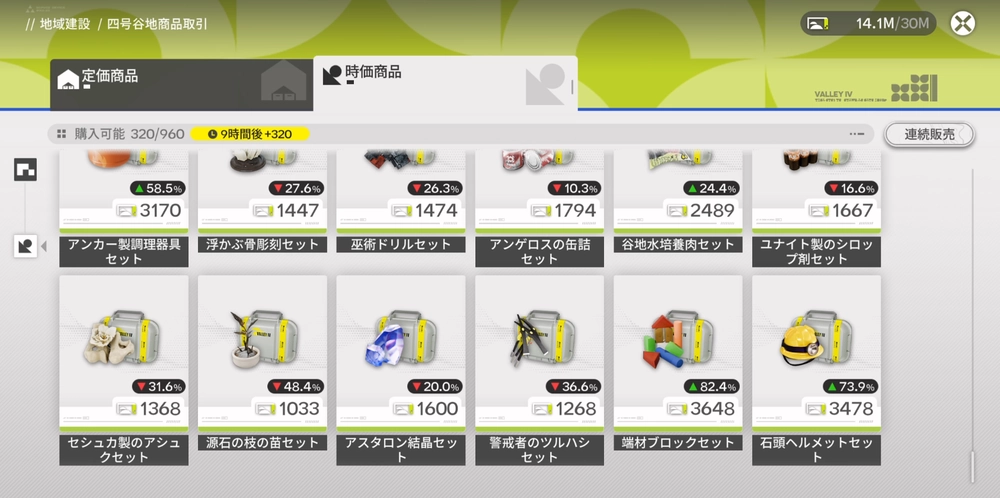 エンドフィールド_商品取引で時価商品のチェックと販売を行う