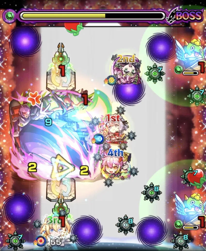 モンスト_遊戯王コラボ_超究極アンチノミー_ボス３雑魚処理後